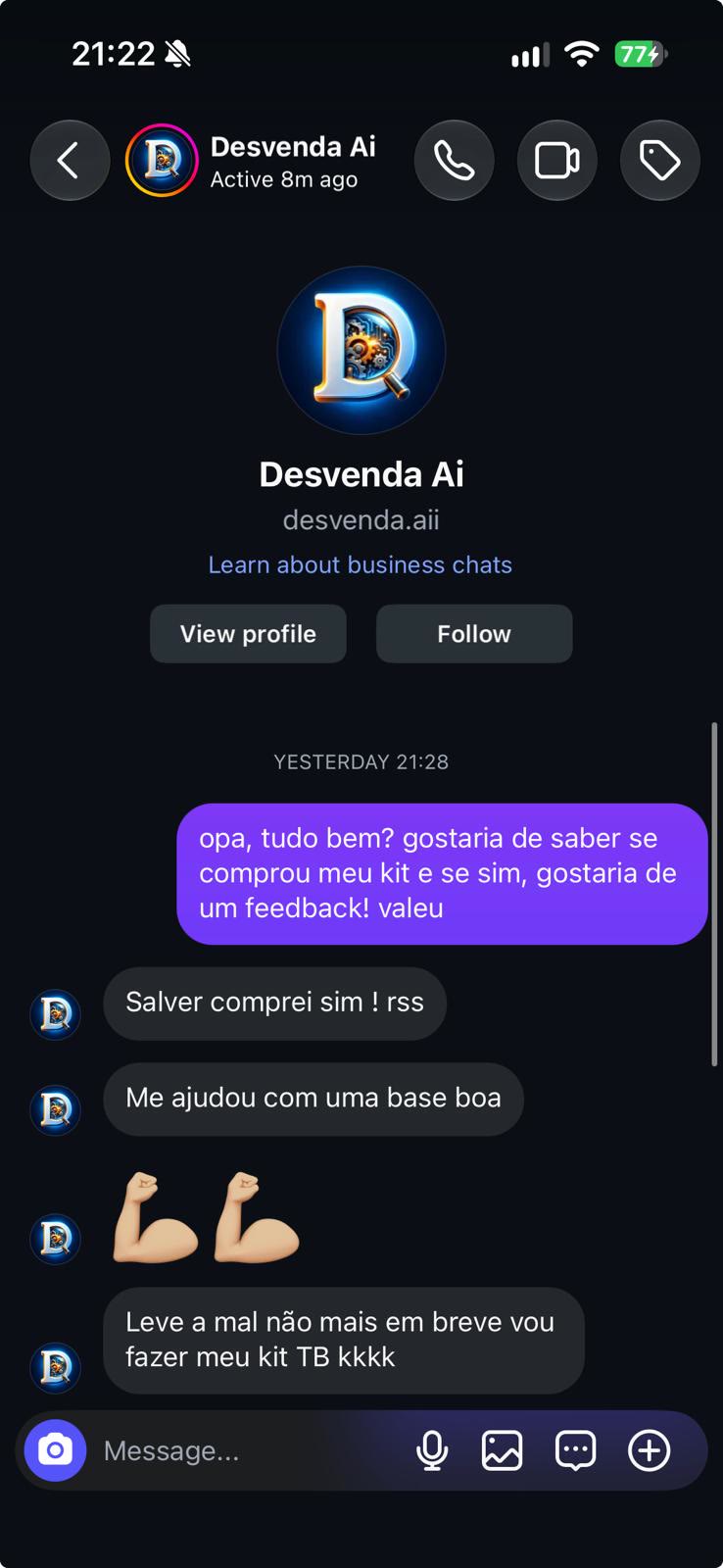 Conversa no direct com Desvenda Ai: 'me ajudou com uma base boa'