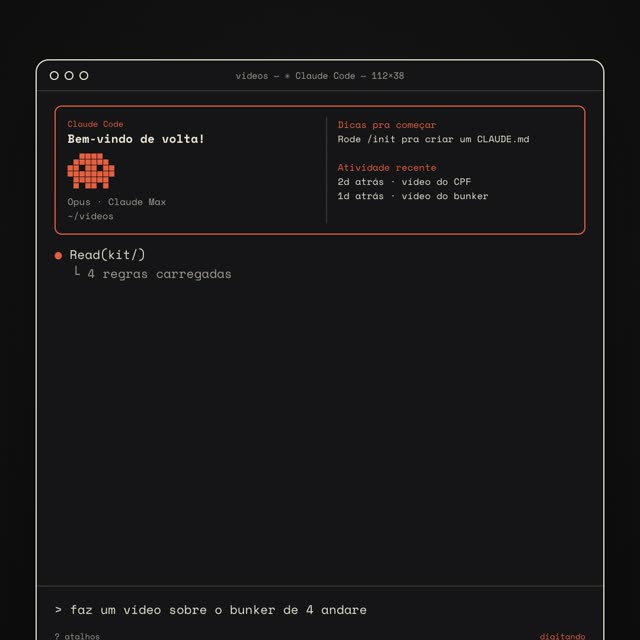 A IA trabalhando no terminal